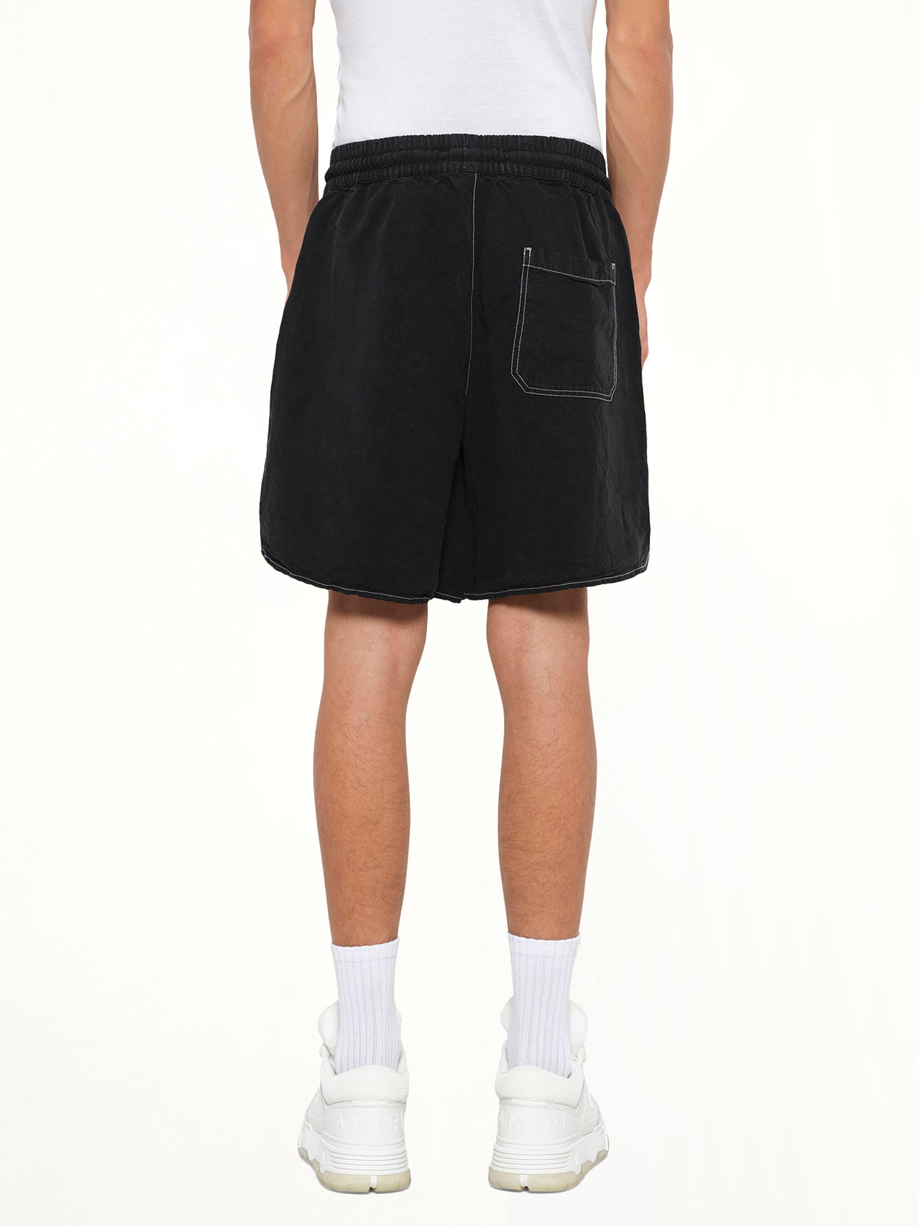 Script Linen Short in Black