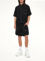 Script Linen Short in Black
