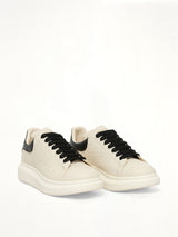 Larry Grained Leather Sneaker in Off White/Black