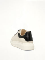 Larry Grained Leather Sneaker in Off White/Black