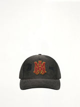 MA Distressed Outline Baseball Cap in Black