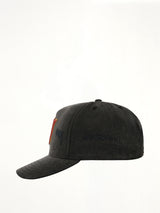 MA Distressed Outline Baseball Cap in Black