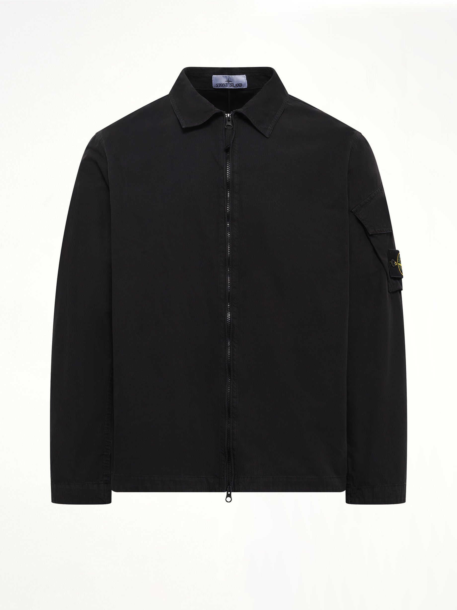 1200022 Cotton Sleeve Pocket Shirt in Black