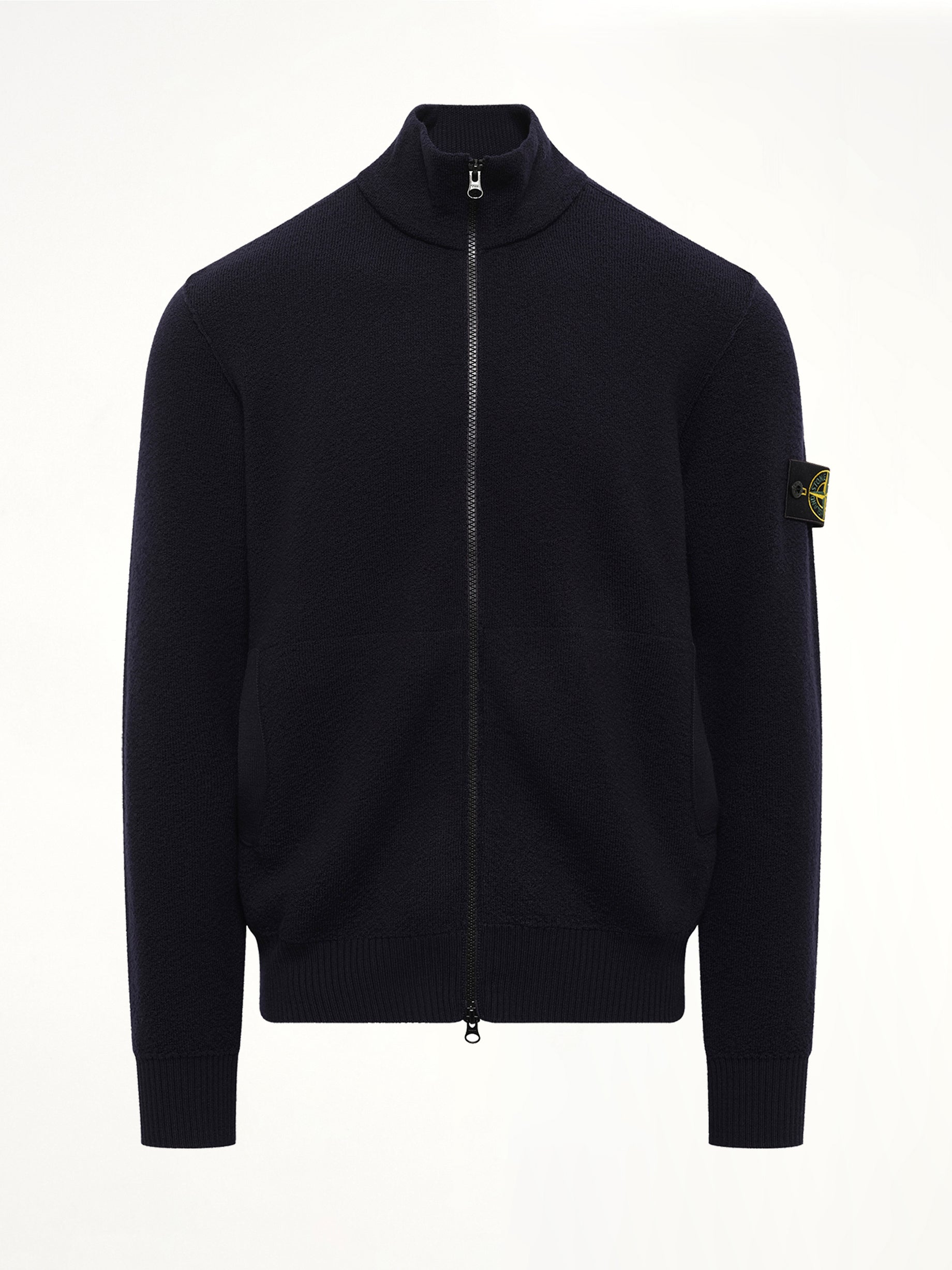 5100012 Light RWS Wool Zip-Up Cardigan in Navy Blue
