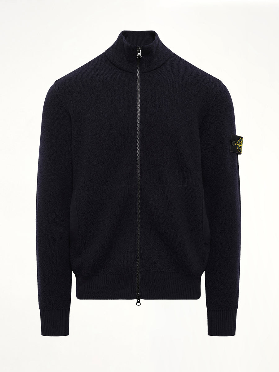 5100012 Light RWS Wool Zip-Up Cardigan in Navy Blue