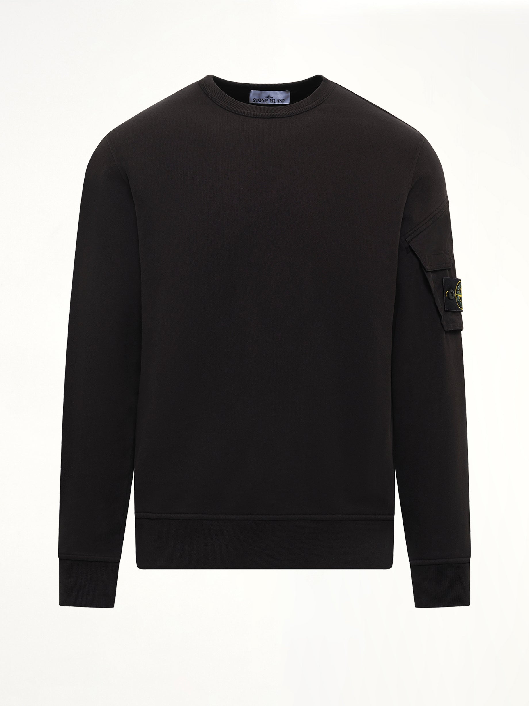6100015 Brushed Cotton Sleeve Pocket Sweatshirt in Black