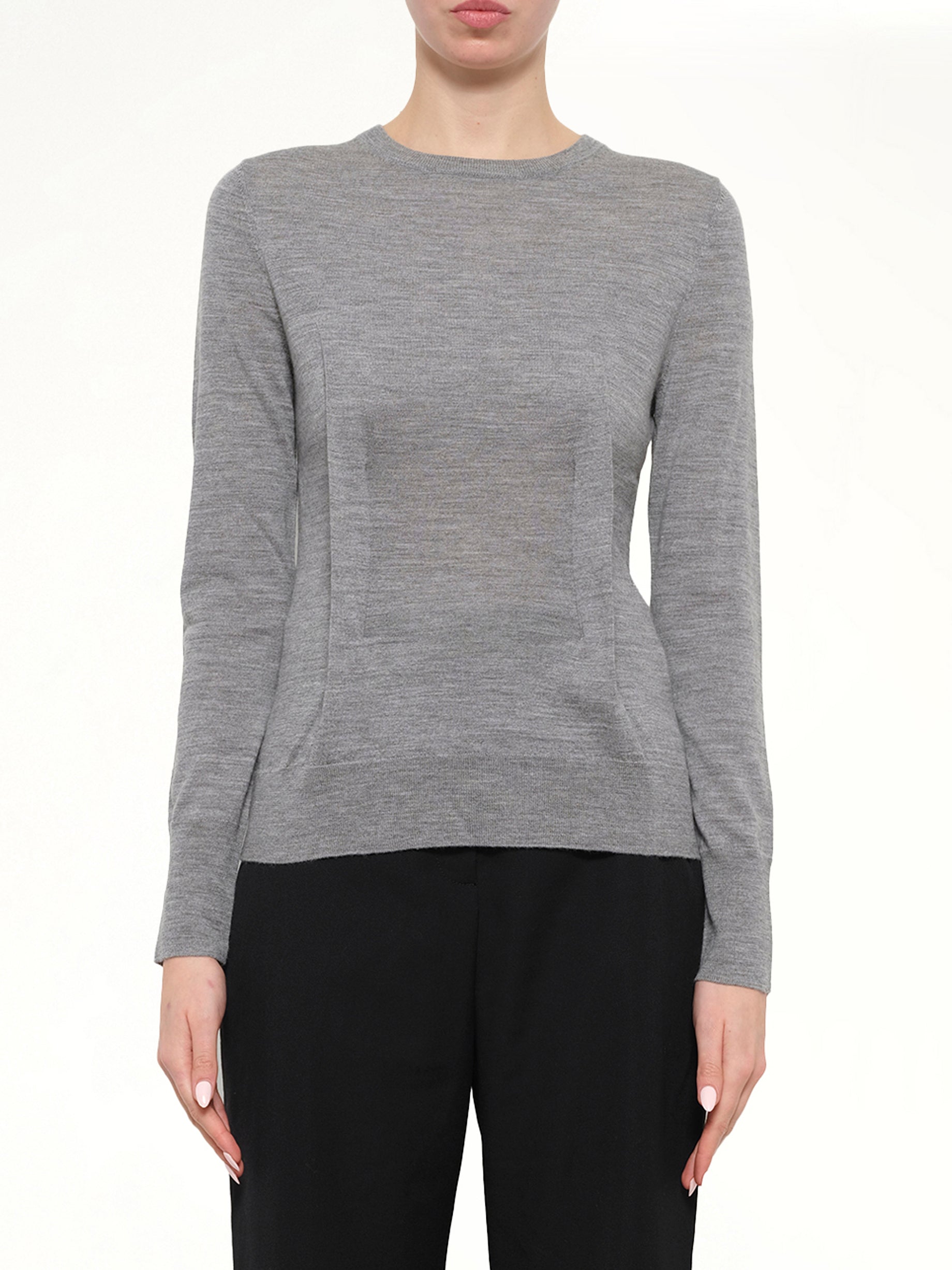 Crewneck Knit With Dart in Grey