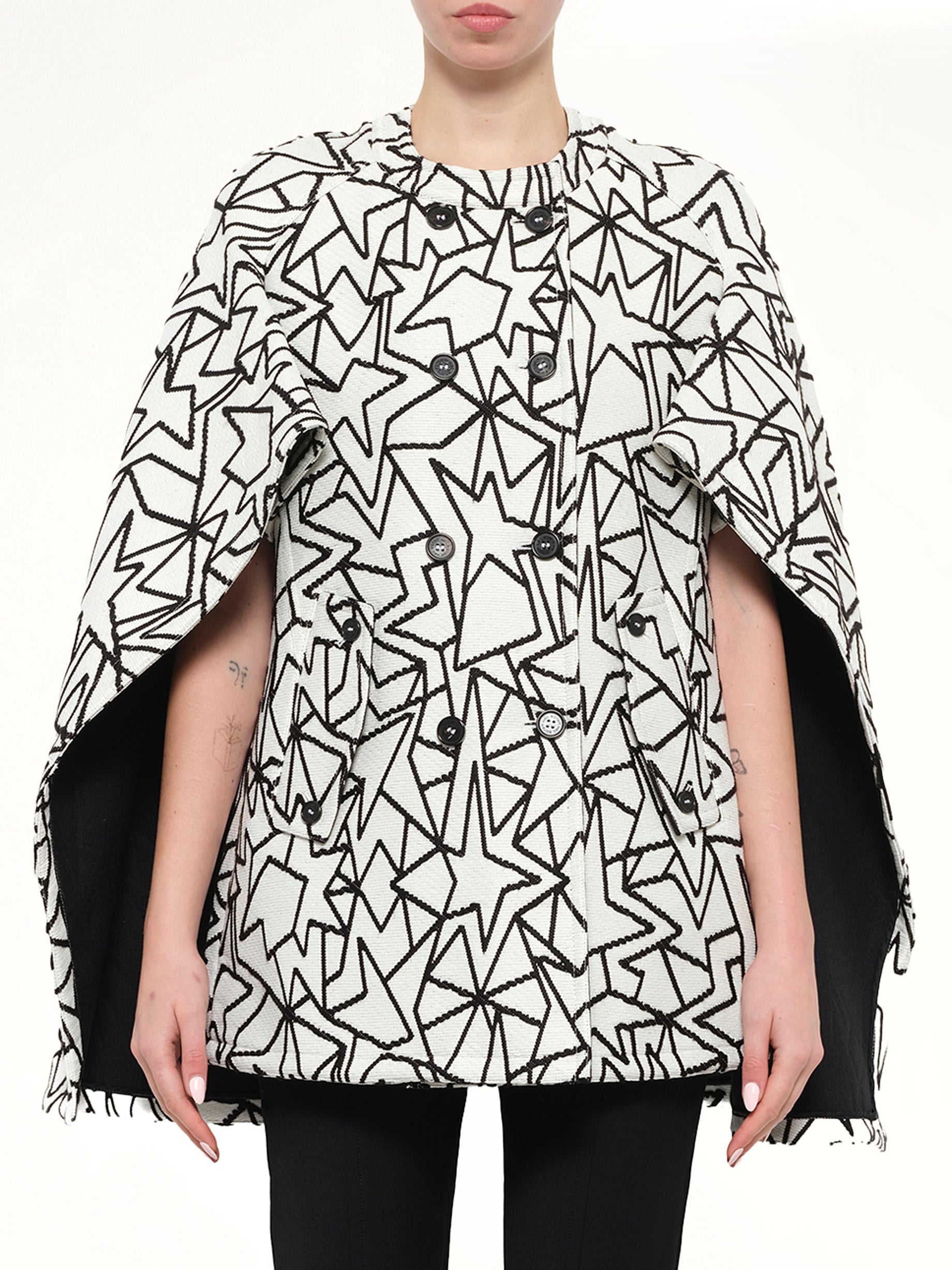 Jacquard Cape in White
