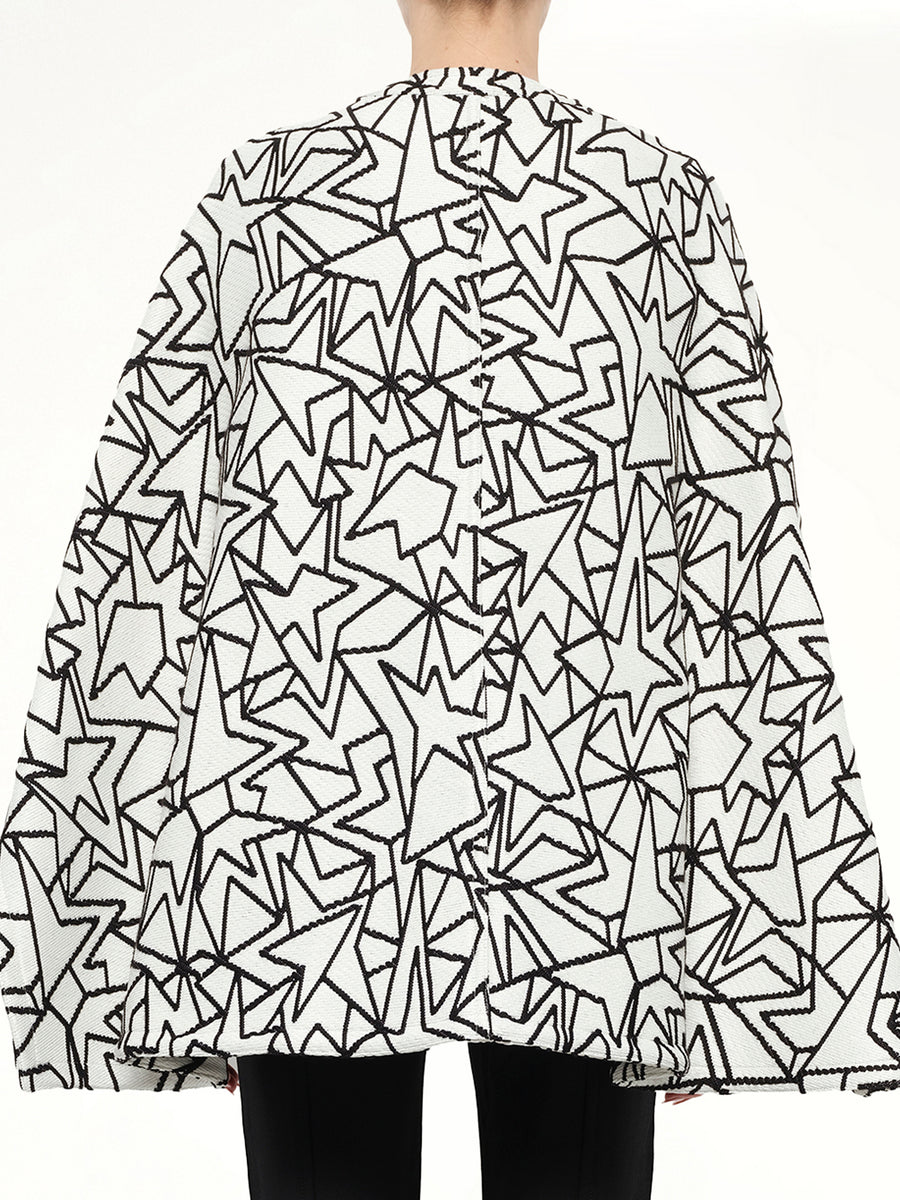 Jacquard Cape in White