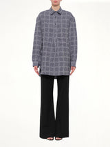 Logo Tunic Linen Shirt in Navy
