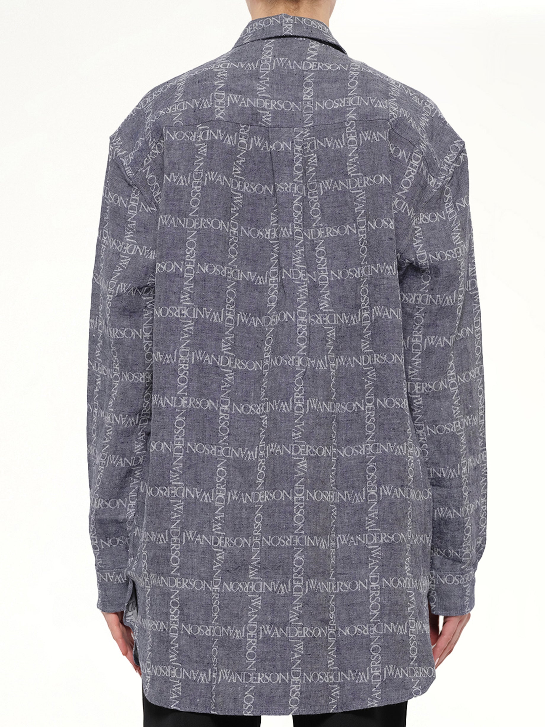 Logo Tunic Linen Shirt in Navy