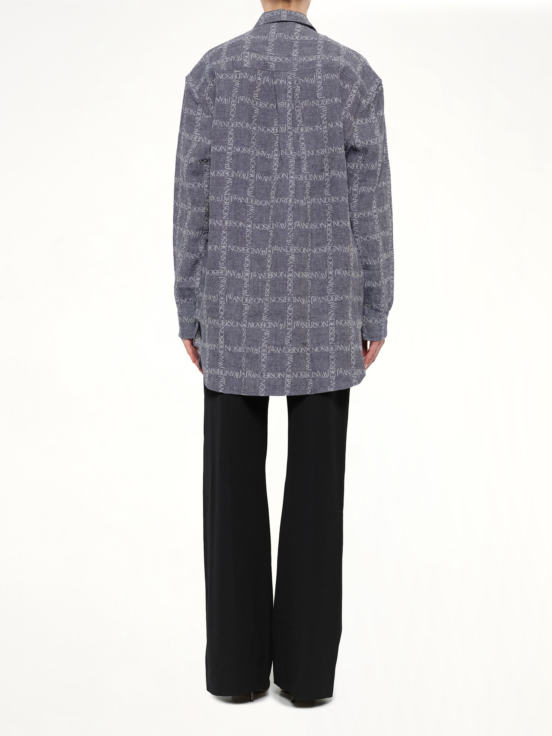 Logo Tunic Linen Shirt in Navy