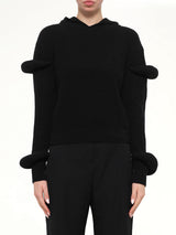 Rib Knit Hoodie in Black