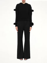 Rib Knit Hoodie in Black