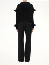 Rib Knit Hoodie in Black