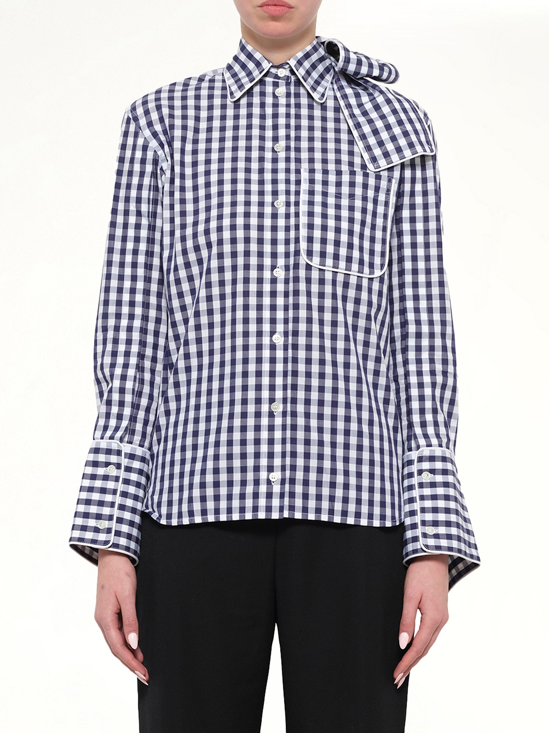 Scarf Gingham Shirt in Blue