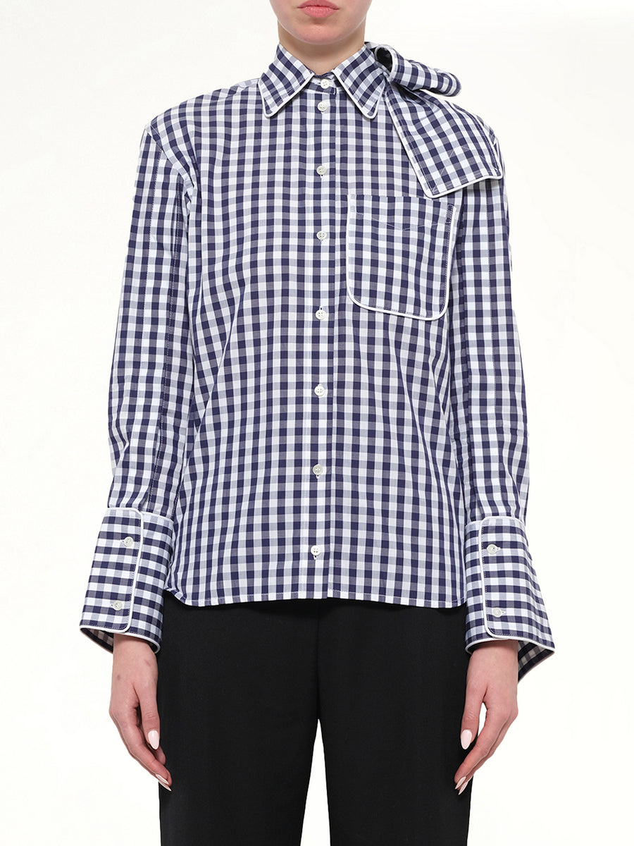 Scarf Gingham Shirt in Blue