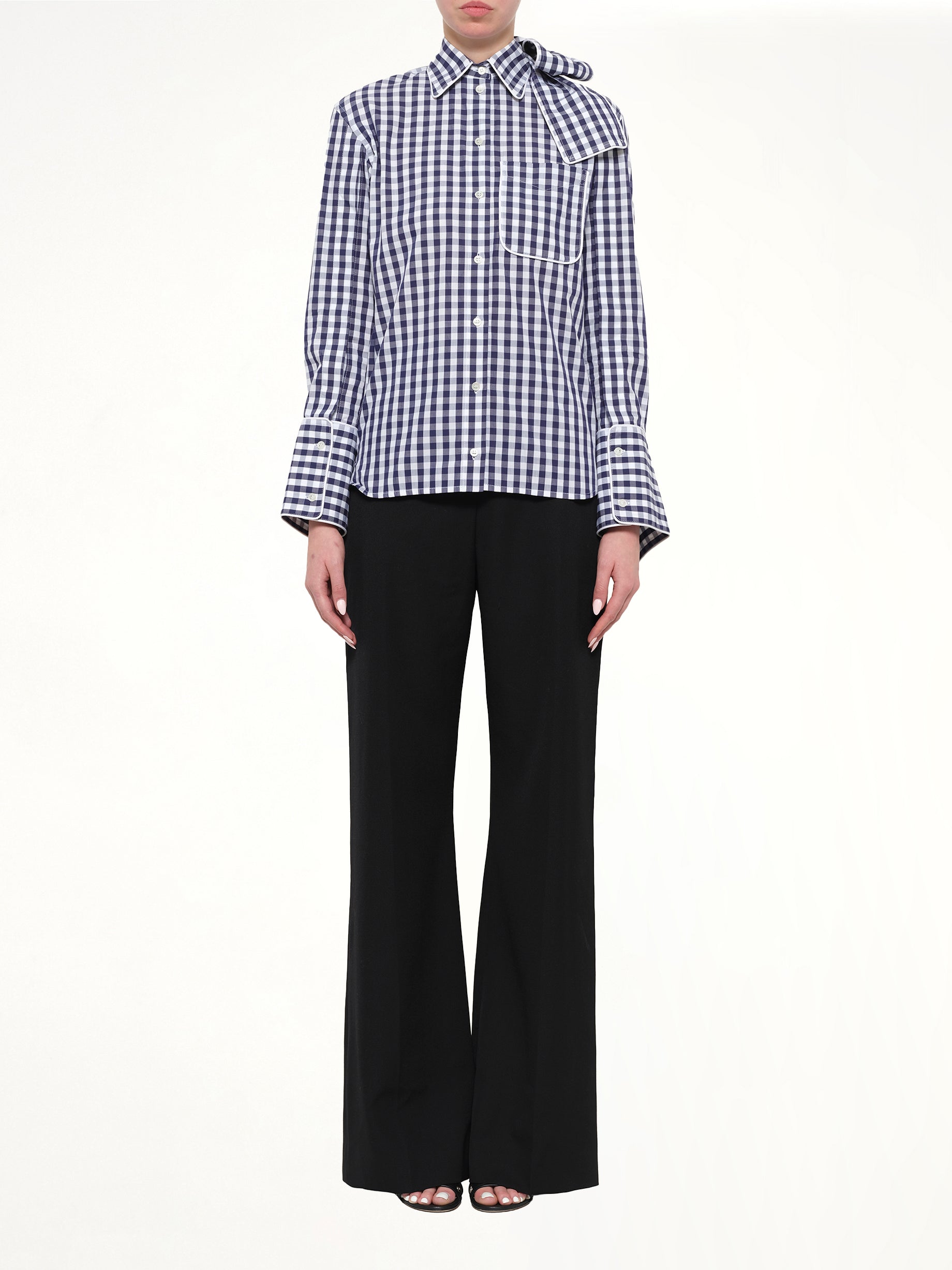 Scarf Gingham Shirt in Blue