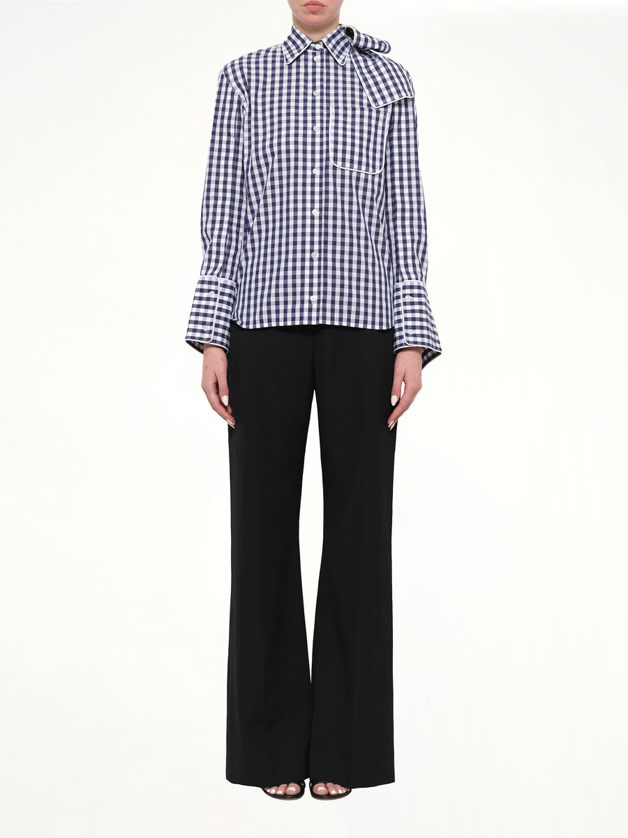 Scarf Gingham Shirt in Blue