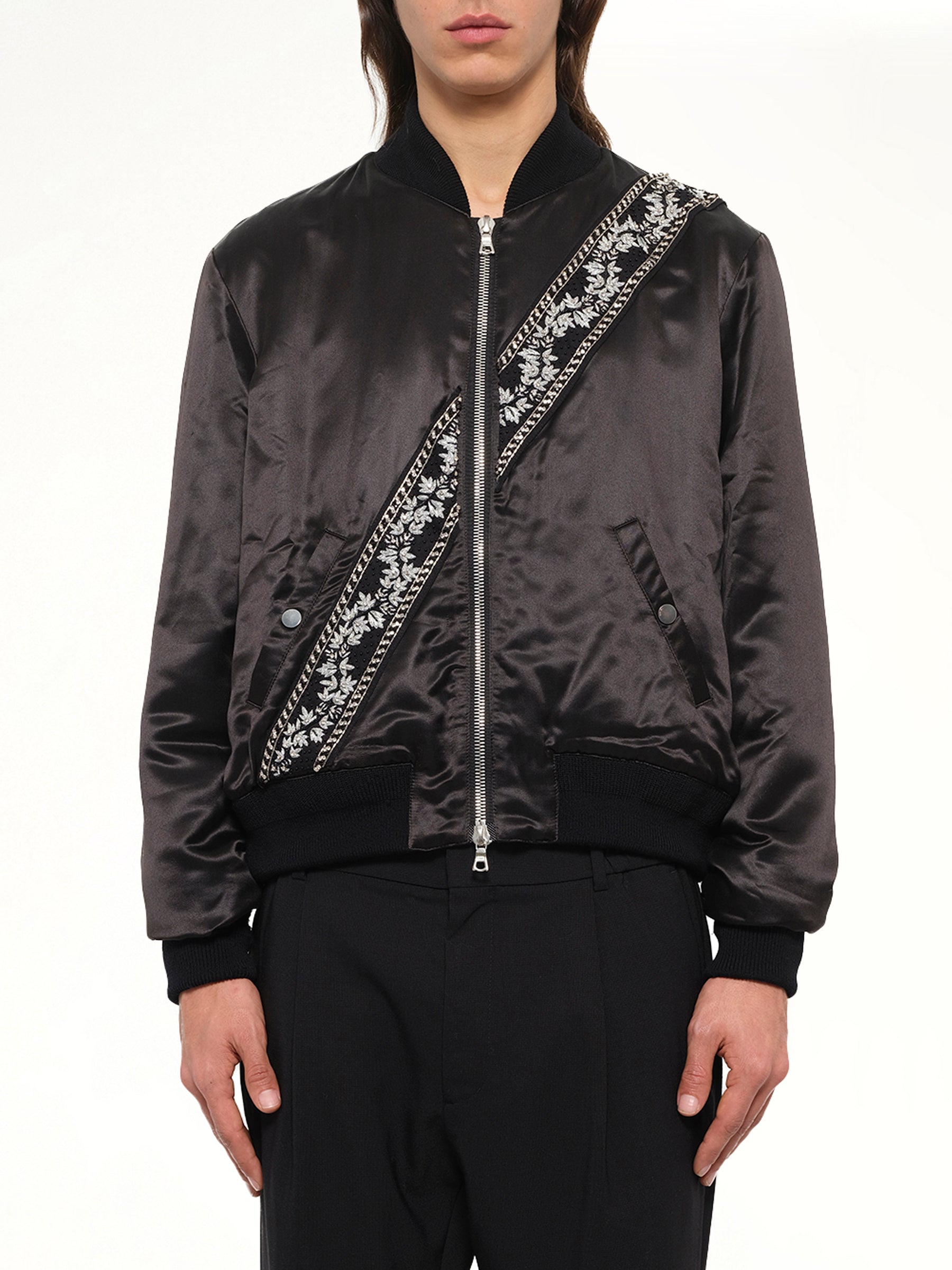 Guitar Strap Bomber Jacket in Black