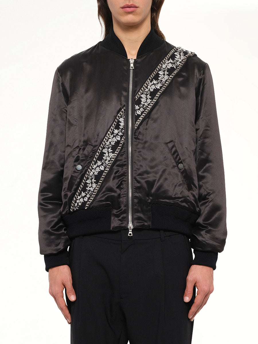Guitar Strap Bomber Jacket in Black