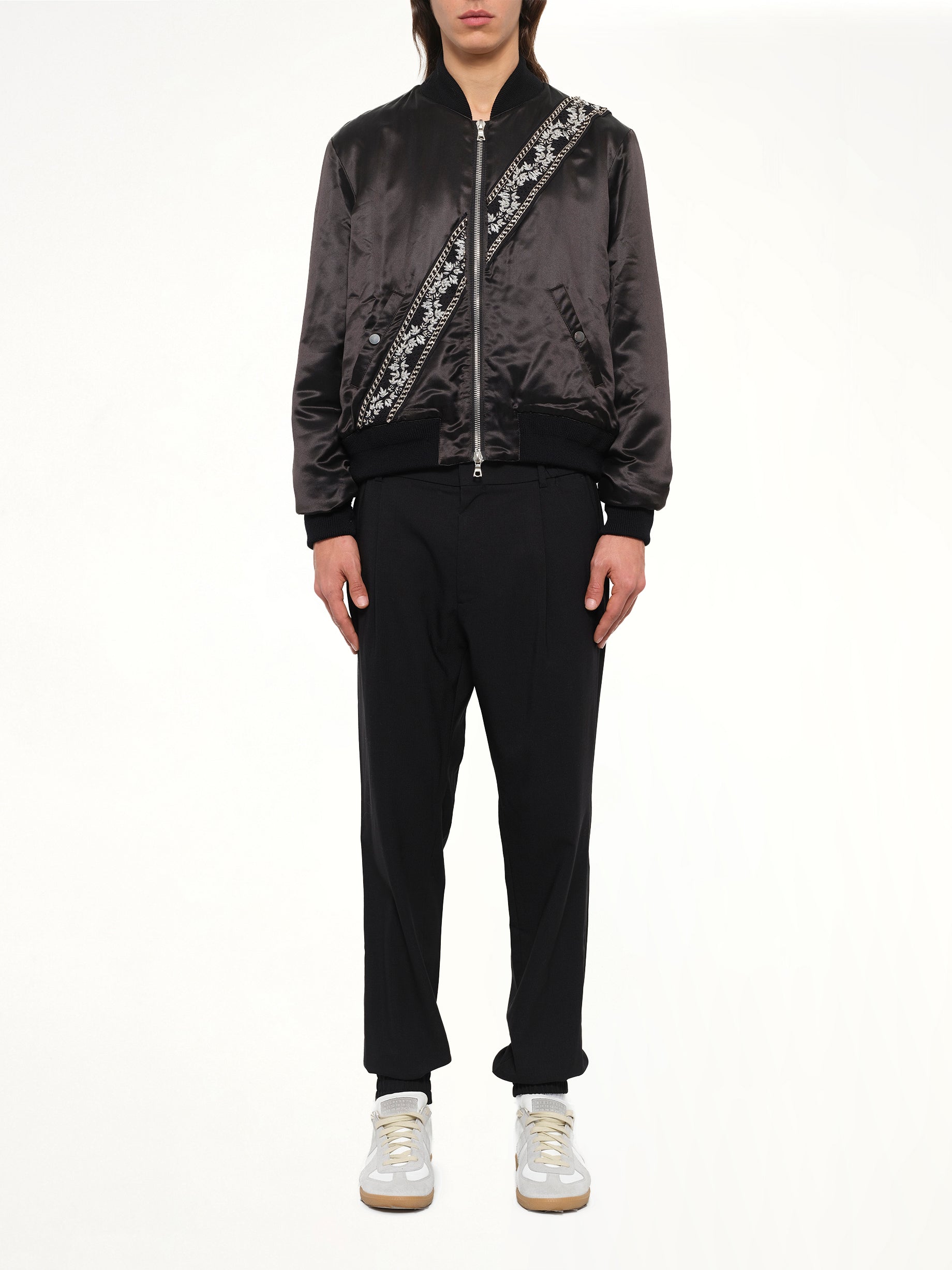 Guitar Strap Bomber Jacket in Black