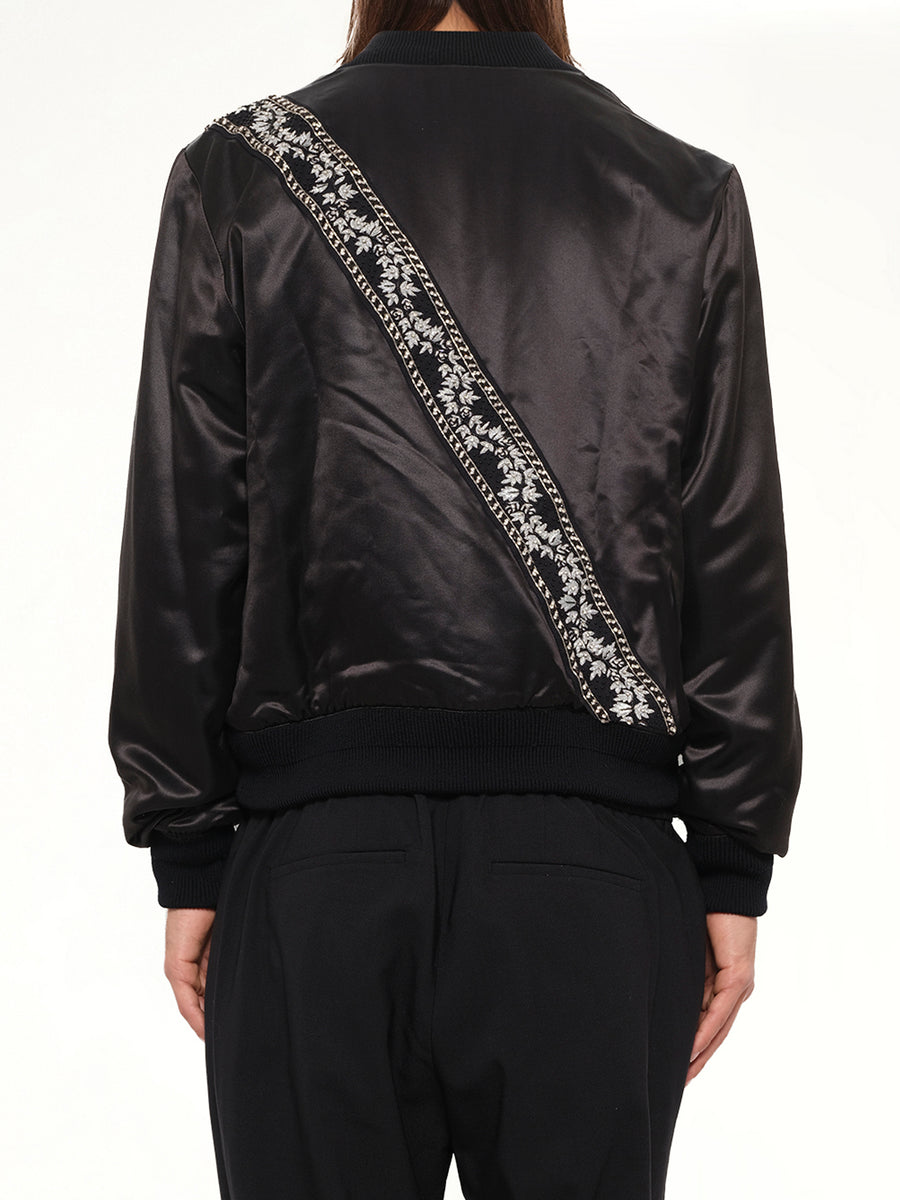 Guitar Strap Bomber Jacket in Black