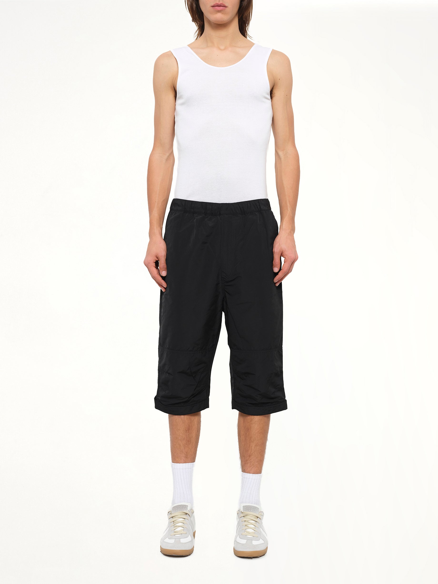 Long Stretch Waist Shorts in Black