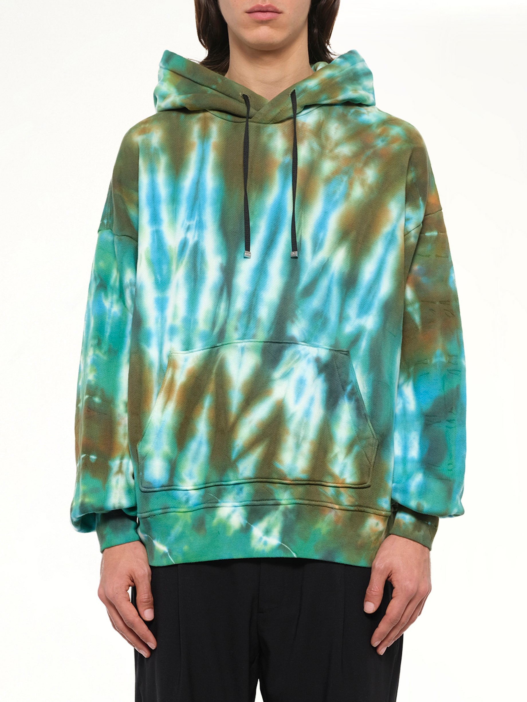 Tie Dye Oversize Hoodie in Green