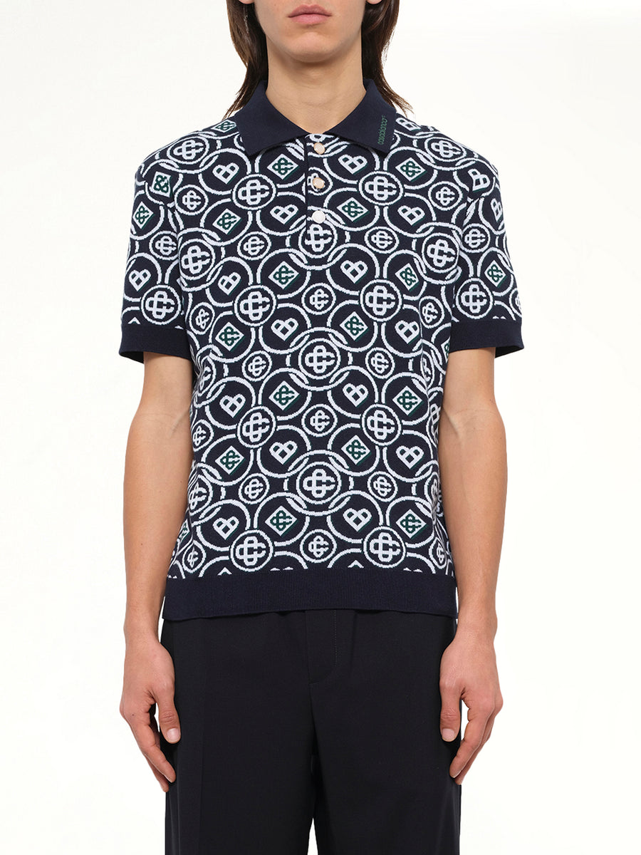 Cotton CC Monogram Polo Shirt in Black