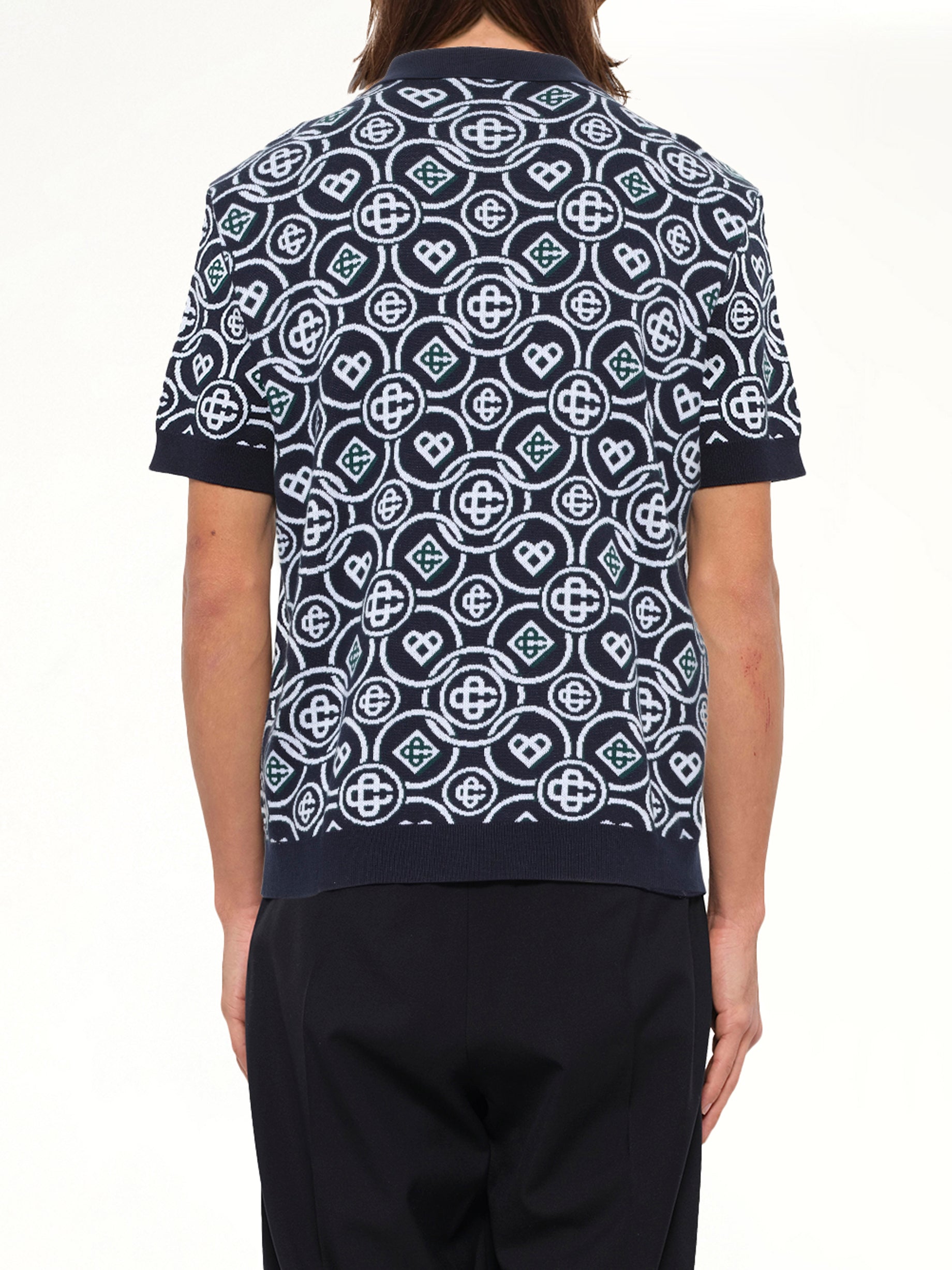 Cotton CC Monogram Polo Shirt in Black