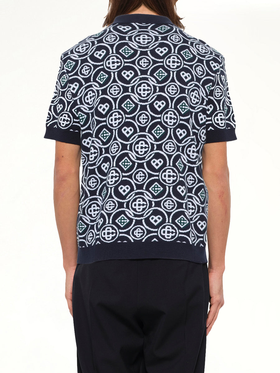 Cotton CC Monogram Polo Shirt in Black