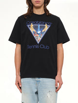 Monde Perdu Tennis Club Icon Printed Classic T-Shirt in Black