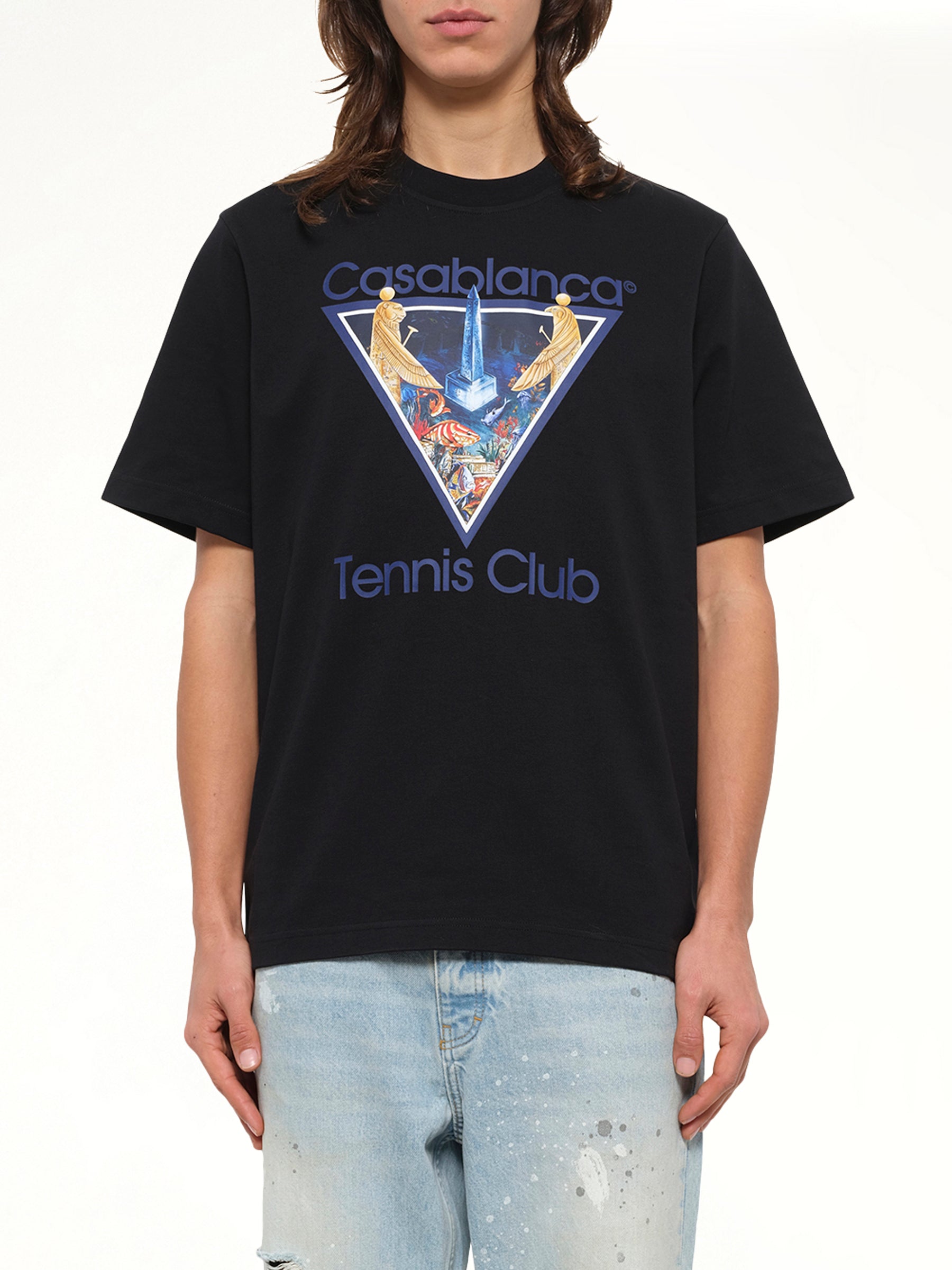 Monde Perdu Tennis Club Icon Printed Classic T-Shirt in Black