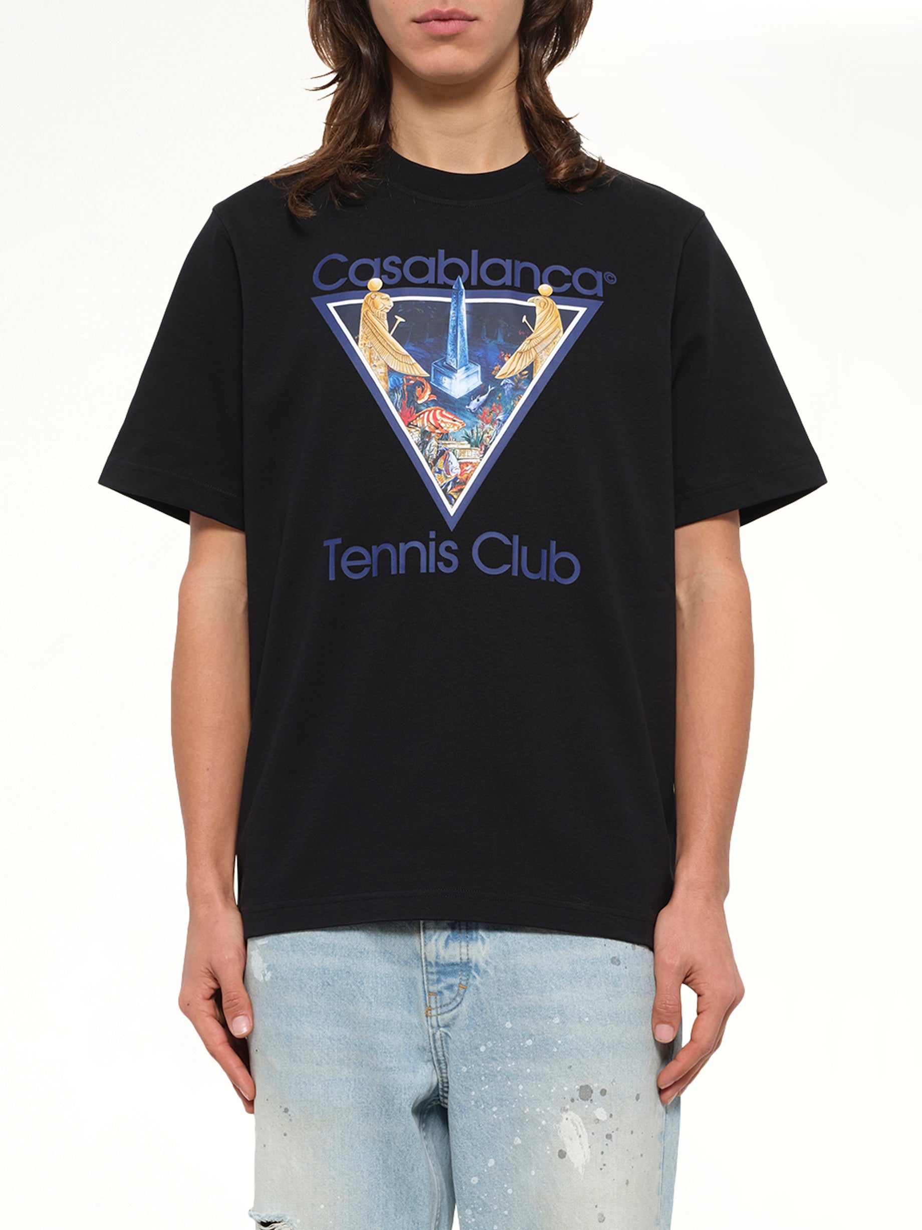 Monde Perdu Tennis Club Icon Printed Classic T-Shirt in Black