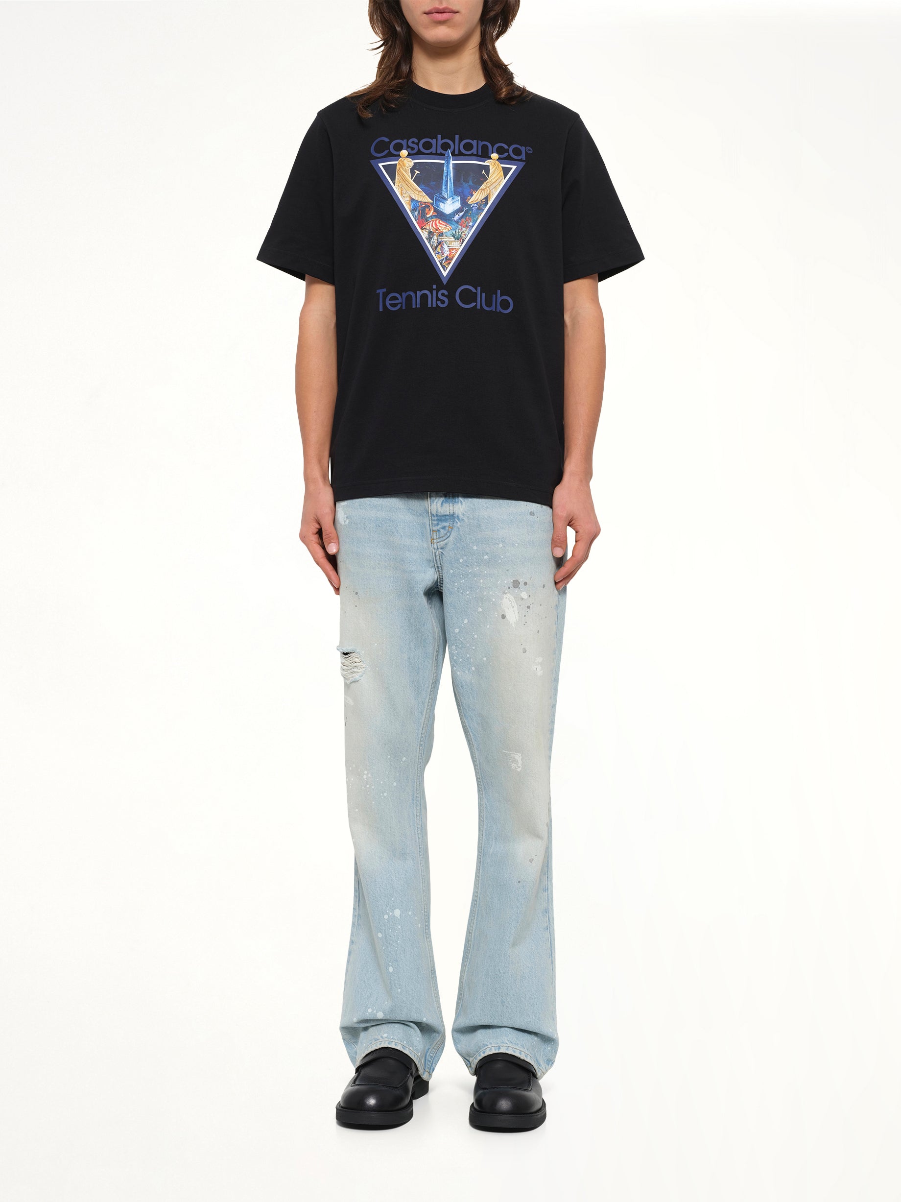 Monde Perdu Tennis Club Icon Printed Classic T-Shirt in Black