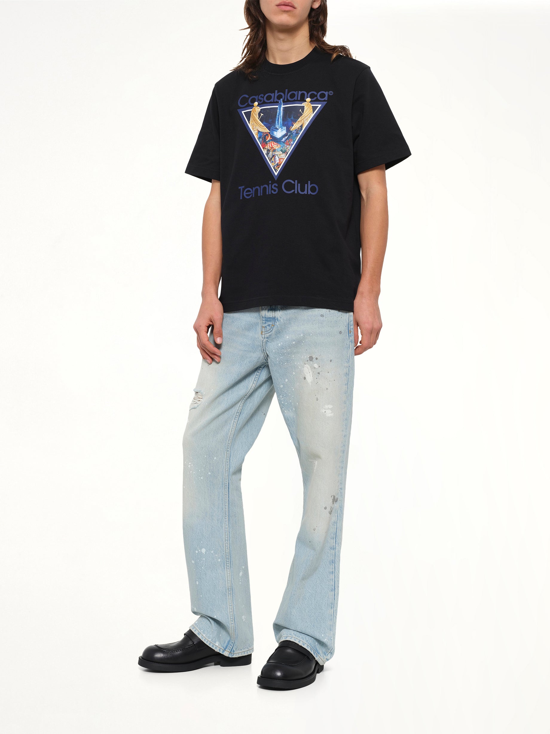 Monde Perdu Tennis Club Icon Printed Classic T-Shirt in Black