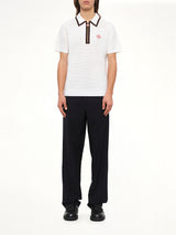 Waffle Stitch Polo Shirt in White