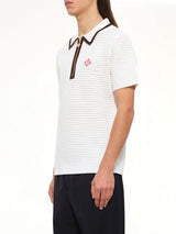 Waffle Stitch Polo Shirt in White