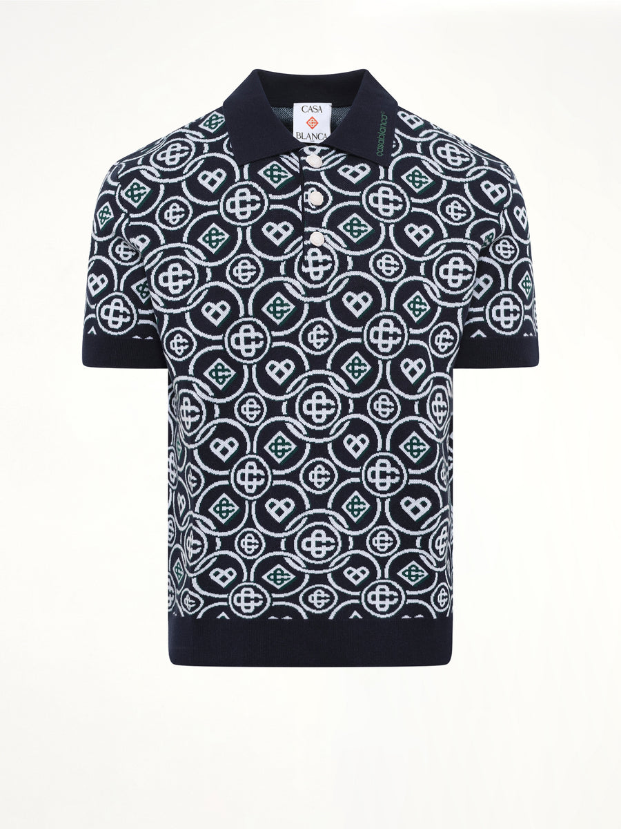 Cotton CC Monogram Polo Shirt in Black