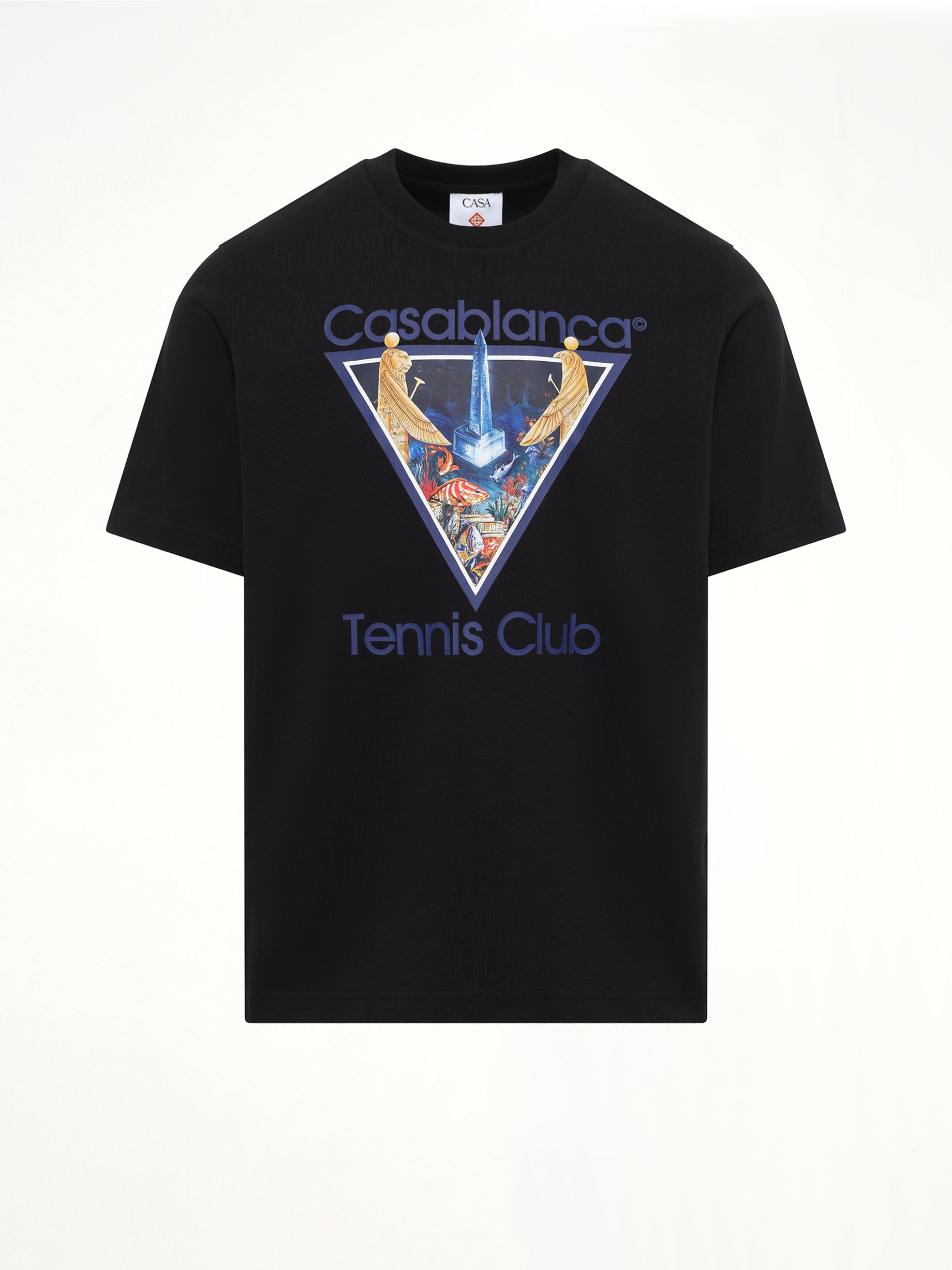 Monde Perdu Tennis Club Icon Printed Classic T-Shirt in Black