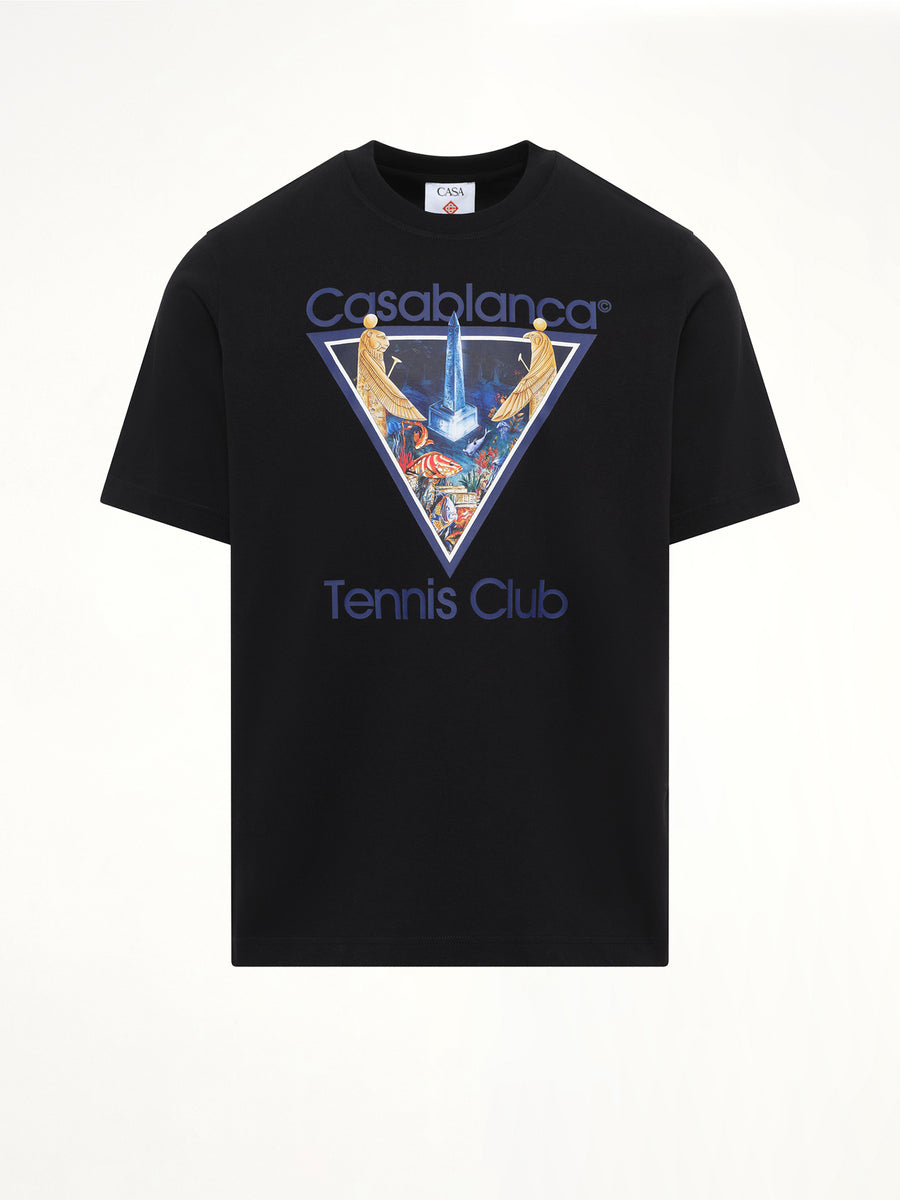 Monde Perdu Tennis Club Icon Printed Classic T-Shirt in Black