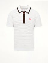 Waffle Stitch Polo Shirt in White