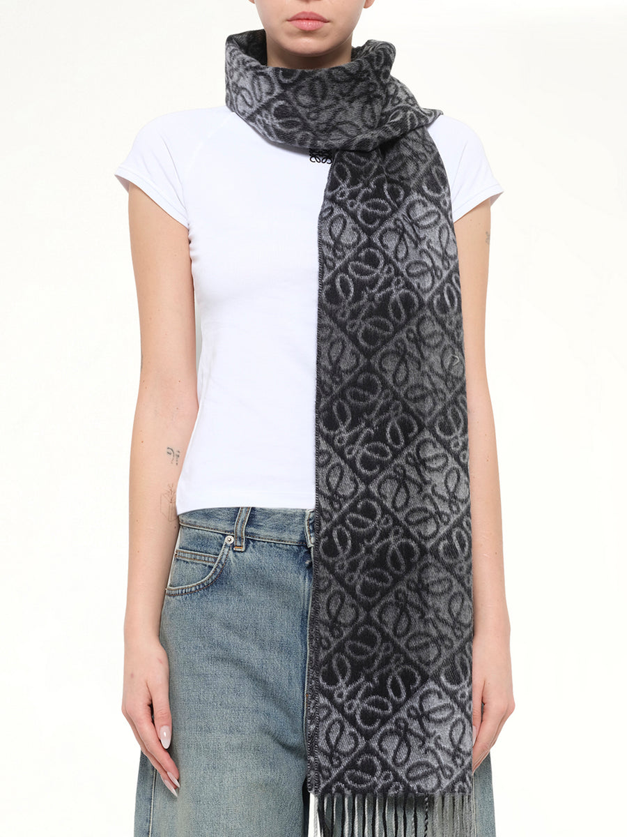 38X180 Wool Cashmere Anagram Scarf in Black/White