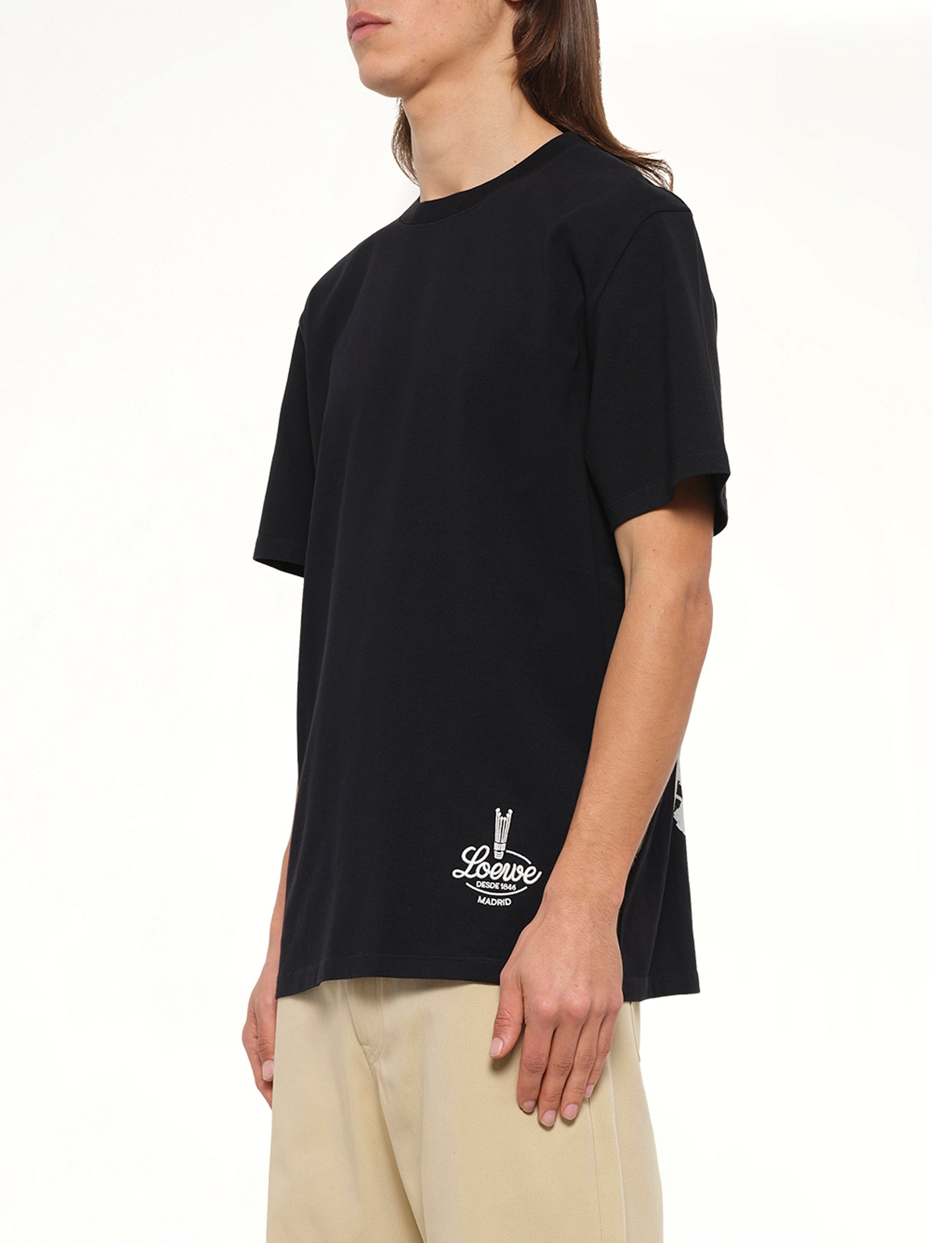 Back Print Relaxed Fit T-Shirt in Black/White