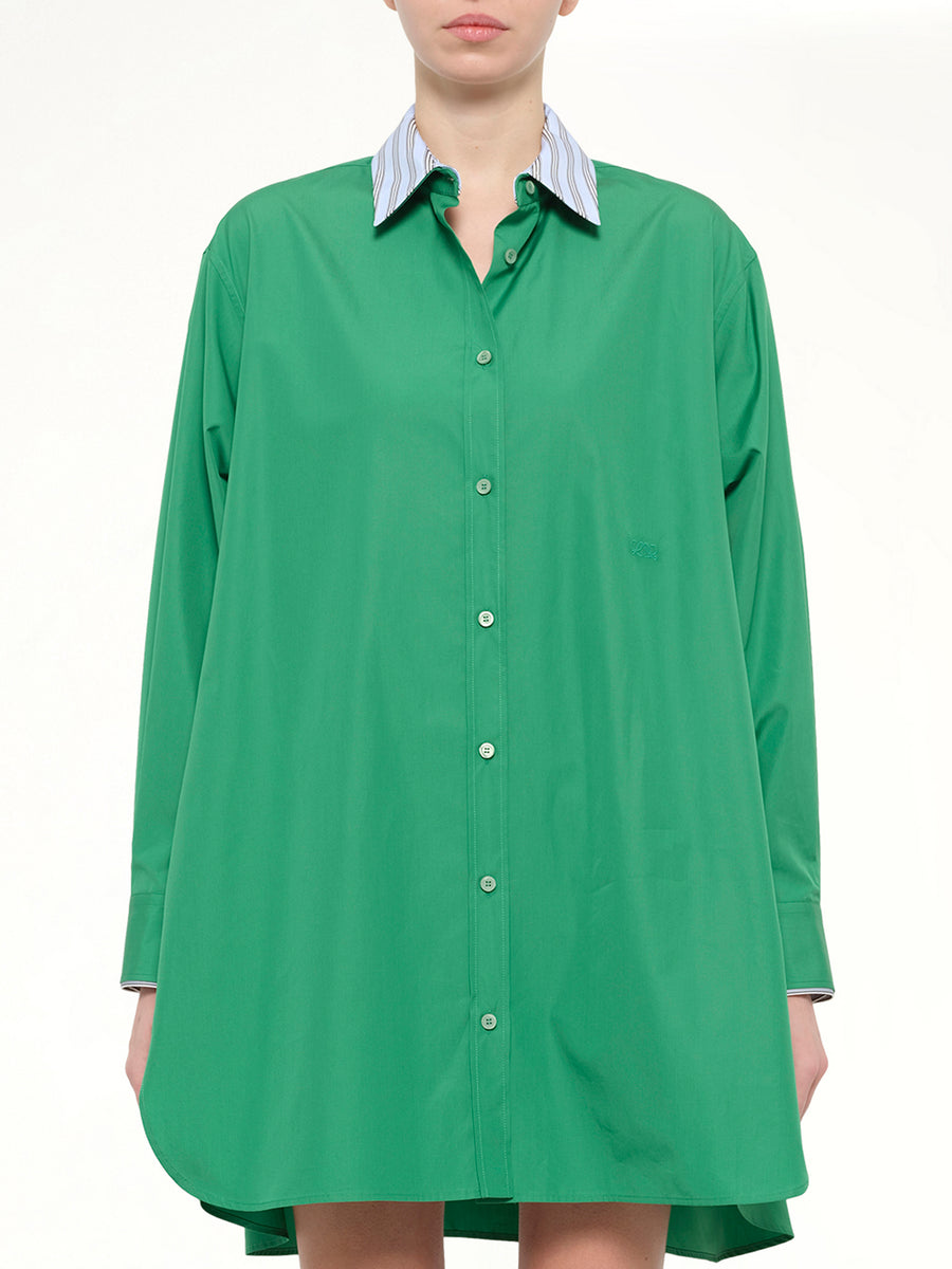 Cotton Poplin Shirt Dress in Green