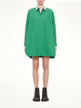 Cotton Poplin Shirt Dress in Green