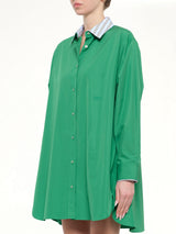 Cotton Poplin Shirt Dress in Green