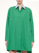 Cotton Poplin Shirt Dress in Green