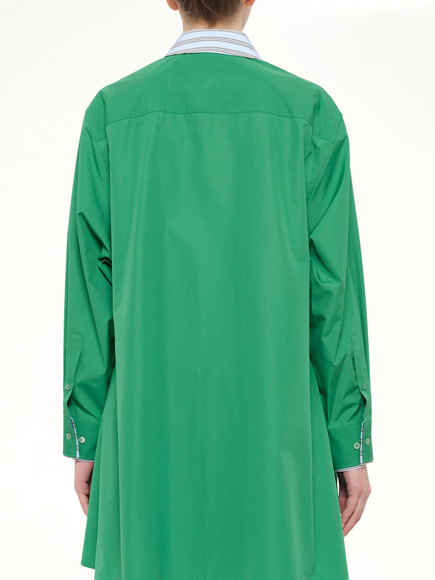 Cotton Poplin Shirt Dress in Green